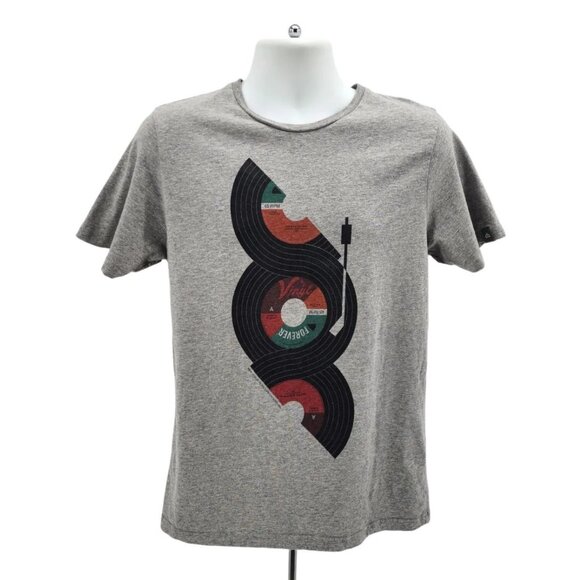 Moncat X Typographia Mens Large Shirt Organic Cotton Vinyl Records Graphic Gray - Picture 10 of 10